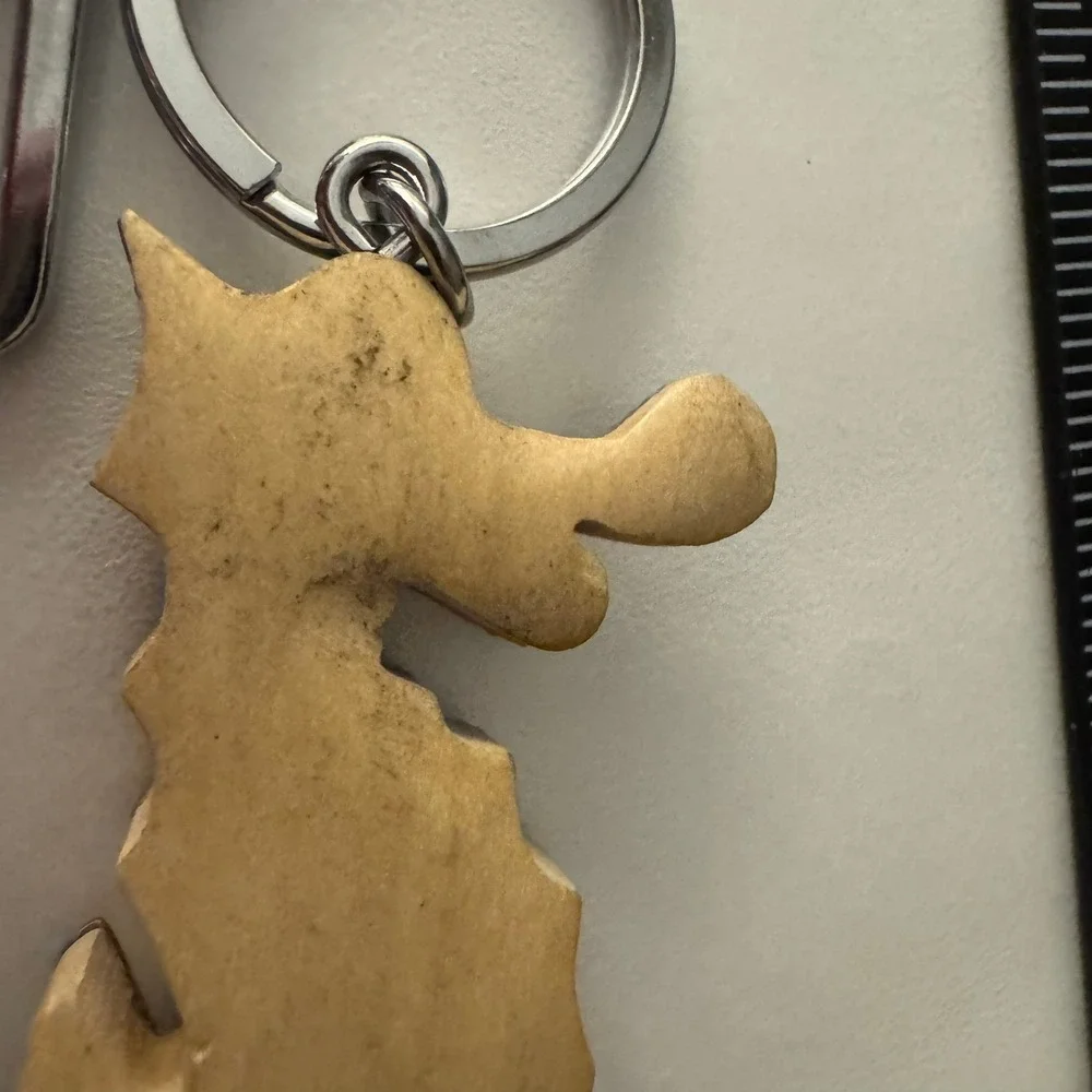 Coconut Wood‎ Seahorse Keychain Clip Purse Charm Nautical Beachy Tropical